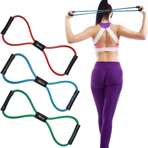 HPYGN Resistance Bands, Figure 8 Exercise Bands for Women Men, 8 Shaped Resistance Bands for Arms, Chest Expander, Yoga Gym Fitness Pulling Rope 8 Word Elastic for Exercise Muscle Training Tubing